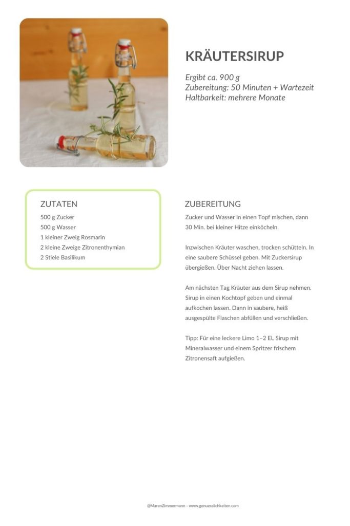 Rezept für selbstgemachten Kräutersirup